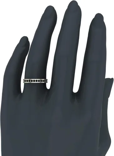 Miniatura 2 de Glitz Design Halfway - Anillo de boda semieternity con diamantes negros y ajuste cómodo, oro de 14 quilates, Metal, diamante