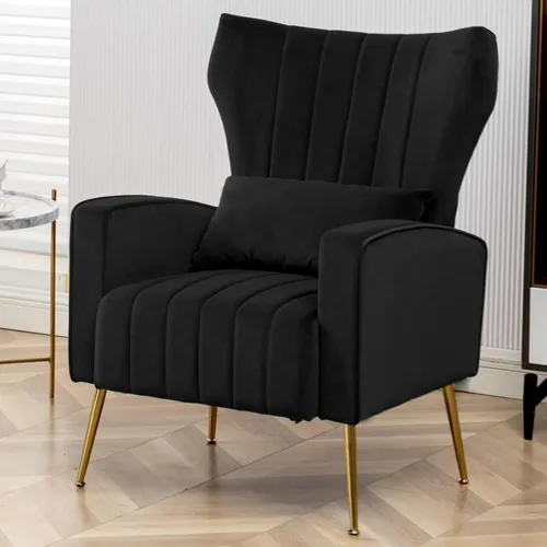 Miniatura 13 de Silla de Acento Moderna Cómoda Sillón con Respaldo Alto con Almohada Silla Tapizada con Carcasa Silla de Lectura para Dormitorio, Sala de Estar