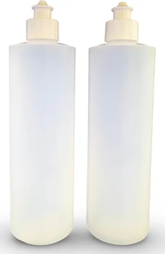 Miniatura 2 de Earth's Essentials Paquete de 2 Botellas Exprimibles Rellenables de 16 Onzas de HDPE con Tapas Dispensadoras Superiores con Botón Push/Pull