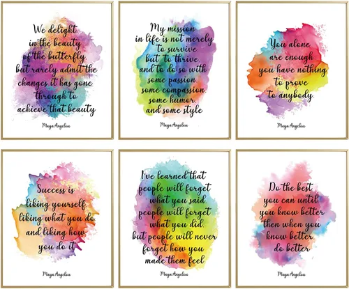 MTL HOE Maya Angelou - Arte de pared, póster colorido afroamericano, decoración de oficina inspiradora positiva para mujeres, impresión artística