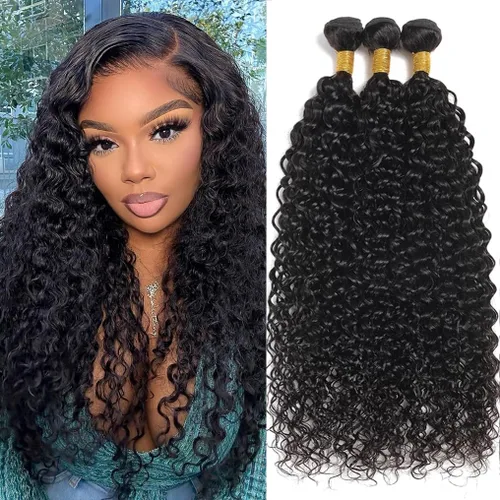 Miniatura 11 de Paquetes de cabello humano onda de agua 4 paquetes 10 12 14 16 pulgadas 10A brasileño virgen rizado profundo paquetes 100% sin procesar mojado