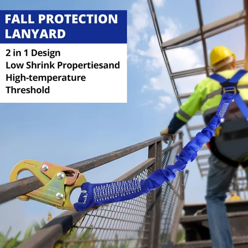 Miniatura 5 de TRSMIMA Arnés de seguridad para protección contra caídas, kit de arnés de techo de construcción de cuerpo completo, cordón de 6 pies ANSI