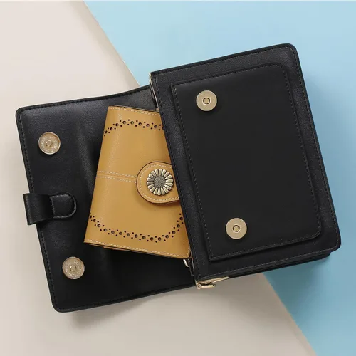 Miniatura 15 de SENDEFN - Billetera pequeña de piel auténtica para mujer, diseño plegable con ventana para tarjeta de identificación