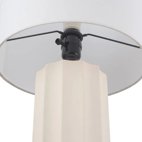 Miniatura 6 de GLOBE Electric 65922 - Lámpara de mesa de 20 pulgadas, acabado de hormigón acanalado, pantalla de lino blanco