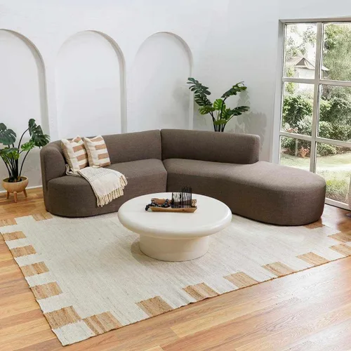 Miniatura 5 de Hauteloom Aphrodite JModern - Alfombra tejida a mano de yute de fibra natural, alfombra geométrica contemporánea a cuadros para sala de estar, Crema