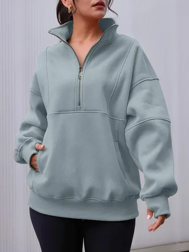 Miniatura 2 de AUTOMET Women's Half Zip Oversized Sweatshirts Fleece Long Sleeve Hoodies Casual Sweaters with Pockerts