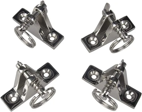 Miniatura 6 de Paquete de 4 bisagras de cubierta superior Bimini con pasador y anillo, acero inoxidable 316, tornillos de instalación gratuitos