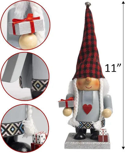 Miniatura 3 de FUNPENY Cascanueces decorativos de Navidad de 11 pulgadas, 2 juegos hechos a mano de gnomo de madera de peluche escandinavo sueco, regalo