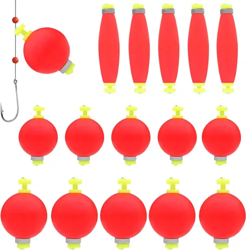 Miniatura 9 de Bobber Slip Bobbers para pesca 15 piezas de espuma a presión de flotadores ponderados Bobbers Accesorios de aparejos de pesca Suministros de pesca