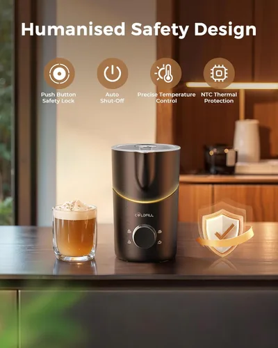 Miniatura 3 de Espumador de leche 8 en 1, espumador de leche desmontable y de gran capacidad de 13.5 fl oz, espumador de café con función de calefacción