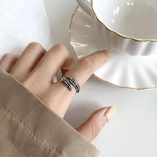 Miniatura 225 de Anillo de plata de ley 925, minimalista, ajustable, hecho a mano, para mujeres y niñas