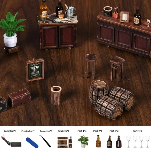 Miniatura 4 de Kit de rincón de libros, casa de muñecas en miniatura para adultos, rompecabezas de madera 3D, decoración con luz LED, regalo para los amantes