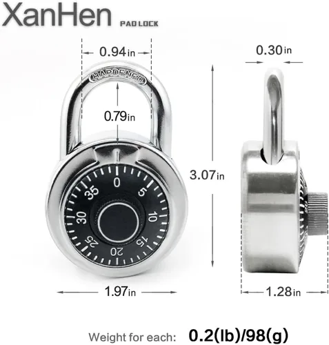 Miniatura 2 de Candados de combinación con cuerpo de metal, uso en interiores para taquillas de gimnasio y casillero escolar, Negro, paquete de 1
