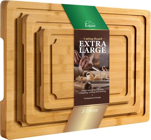 Miniatura 11 de Tabla de Cortar 2XLarge, Tablas de Cortar de Bambú de 20" para Cocina con Ranura para Jugo y Asas, Tabla de Cortar de Cocina para Carne, Tabla