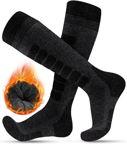 KEECOW Calcetines de esquí de lana merino para hombres y mujeres, 2 pares, calcetines térmicos cálidos para invierno, snowboard, caza al aire libre,