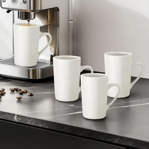 Miniatura 3 de Juego de 6 tazas de café grandes de cerámica de 14 onzas, tazas grandes de cerámica con asa, tazas blancas para té, cerveza, cacao, leche, juego