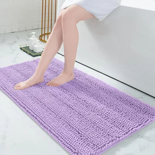 Miniatura 181 de Grandaily Alfombras de baño de felpilla a rayas de 24 x 16 pulgadas, extra gruesas y suaves, absorbentes, parte trasera de goma, alfombra de ducha