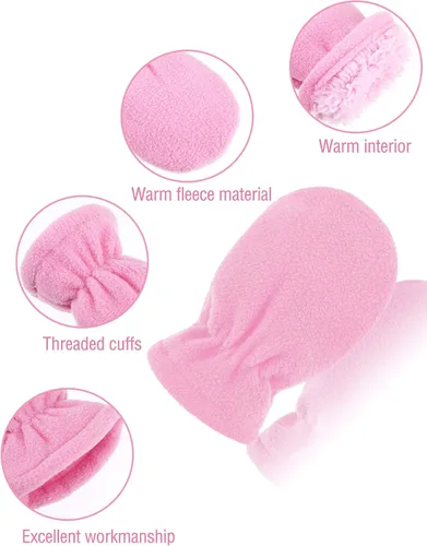 Miniatura 14 de SATINIOR 3 pares de guantes de invierno para bebés y niños pequeños, guantes cálidos de forro polar para bebé niño y niña