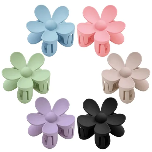 Miniatura 14 de 6 pinzas para el cabello de flores, pinzas de margarita, pinzas de garra grandes mate, pinzas de sujeción fuerte, accesorios para cabello grueso, 6