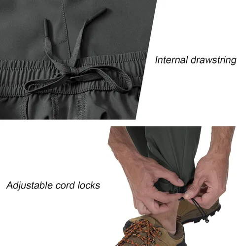 Miniatura 6 de BGOWATU Pantalones de senderismo para hombre, pantalones cargo elásticos resistentes al agua, pantalones ligeros de secado rápido para pesca al aire