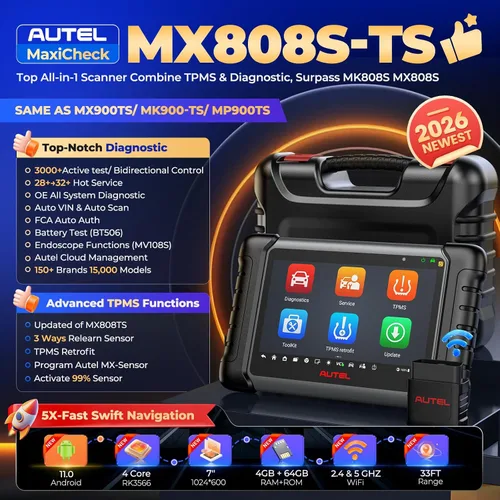 Miniatura 2 de Autel MaxiCheck MX808S-TS, 2023 US Ver of MaxiCOM MK808S-TS MK808Z-TS, Android 11 TPMS Programación Relearn Activate Tool, Bidireccional