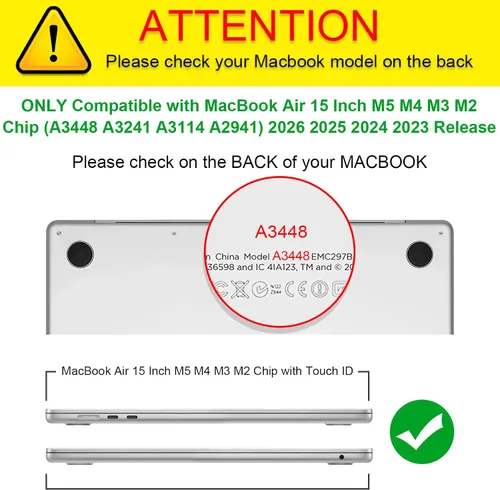 Miniatura 2 de Fintie Funda para MacBook Air de 15 pulgadas A3448 A3241 A3114 A2941 (versión 2023 2024 2025 2026) – Carcasa rígida resistente para MacBook Air