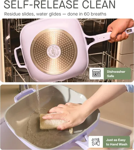 Miniatura 9 de USELUCK Sartén de 10.5 Pulgadas (3.8QT) con Tapa de Cerámica, Sartén Antiadherente de Cerámica, Sartén de Cocina Profunda de Aluminio Fundido