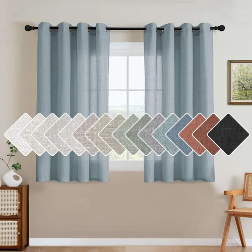Miniatura 50 de H.VERSAILTEX Elegant - Cortinas texturizadas de lino natural mezclado con eficiencia energética, filtrado de luz, con ojales de níquel