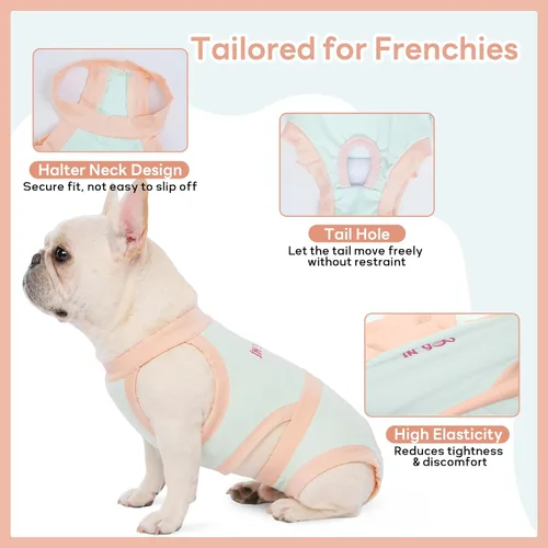 Miniatura 2 de PUMYPOREITY Pantalones de bulldog francés para perro, hechos para cuerpo corto y pecho ancho, solución reutilizable lavable para marcado, Azul