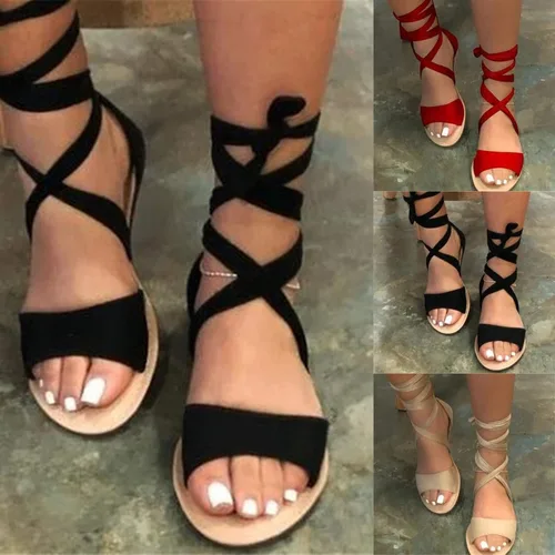 Miniatura 3 de Gibobby Womens Sandals Sandalias casuales de verano cómodas con tiras, sandalias bohemias casuales con cordones, sandalias planas de playa, zapatos