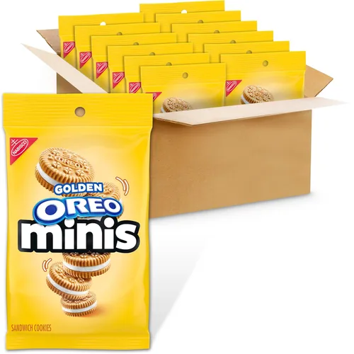 Galletas OREO Minis tipo sándwich doradas, 12 bolsas de 3 oz