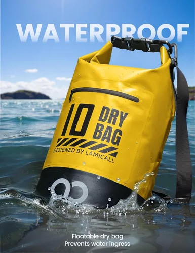 Miniatura 3 de Lamicall Bolsa seca, Bolsa impermeable - [Durable y Flotante] 5L/10L/20L/30L/40L Bolso seco con tapa enrollable con funda impermeable para el Lemon