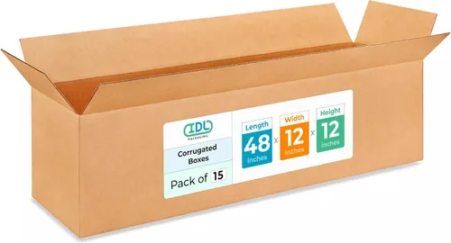 Miniatura 180 de IDL Packaging Paquete de 5 cajas de envío altas de 8 x 8 x 48 pulgadas, extra resistentes de 200 libras frente a caja regular, cajas de mudanza