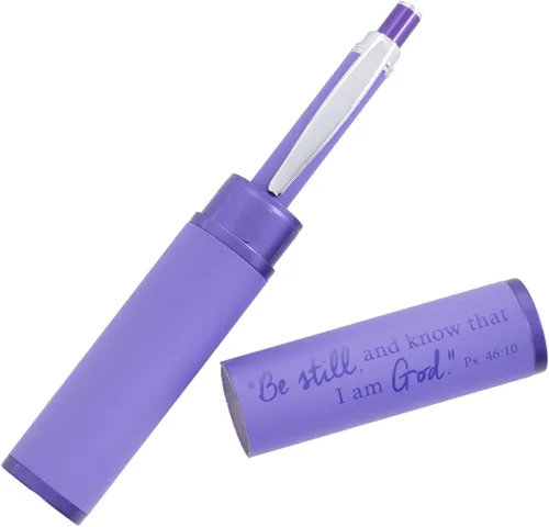 Miniatura 2 de Bolígrafo de Bola Christian Art Gifts Morado con Referencia al Versículo del Salmo 46:10