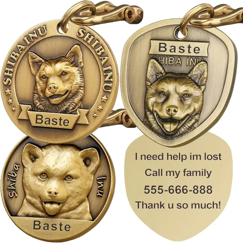 Miniatura 19 de Etiquetas para Perros Golden Retriever Personalizadas para Mascotas Etiqueta de Identificación de Nombre de Perro Grabada Personalizada de Cobre 023