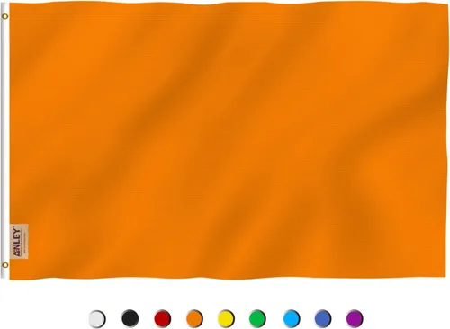 Anley Fly Breeze - Bandera naranja sólida de 3 x 5 pies, color vivo y a prueba de decoloración, cabecera de lona y doble costura, banderas naranjas