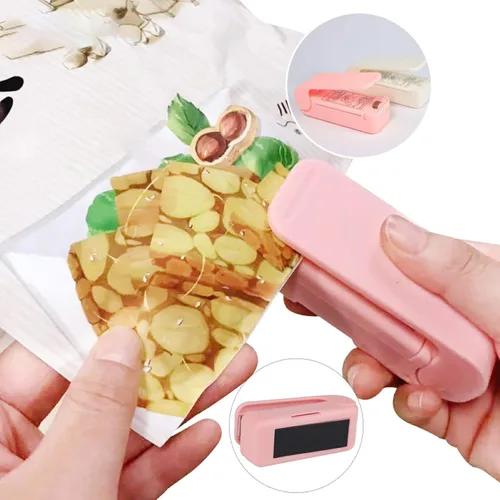 Miniatura 3 de Mini sellador térmico para bolsas de alimentos, sellador de bolsas efectivo, fácil de usar, mini sellador de bolsas ABS para el hogar, color rosa