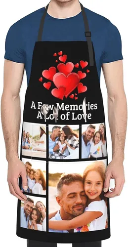 Miniatura 4 de EAQ Delantales personalizados para mujeres y hombres, delantales personalizados con foto personalizada para cocinar, servir, cafetería Delantal