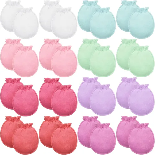 16 pares de guantes de algodón para recién nacidos, antiarañazos, unisex, para recién nacidos, para bebés, niños y niñas de 0 a 6 meses