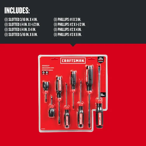 Miniatura 2 de CRAFTSMAN Juego de destornilladores, bimateriales, juego de 8 piezas (CMHT65075N), (paquete de 4)