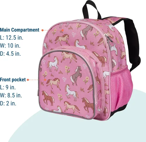 Miniatura 5 de Wildkin Mochila infantil de 12 pulgadas, acolchada, ajustable, ideal para guardería y viajes, caballos salvajes