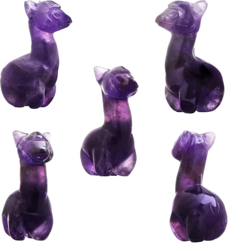 Miniatura 4 de SUNYIK Estatua de cristal de alpaca tallada, escultura de piedra pulida, delicada figura de animal, decoración para ventana de oficina en casa