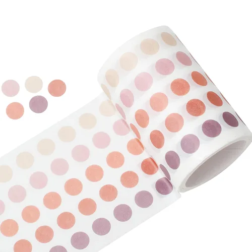 Miniatura 12 de YUBBAEX Morandi Cinta Washi de Puntos de 5/16" Pegatinas Redondas 1250 Puntos Adhesivos para Bullet Journal Planificador Scrapbooking 2 3/8" x 10