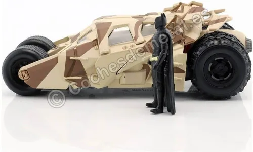 Miniatura 3 de Jada Toys 1:24 2008 Dark Knight Camouflage Batmobile - Coche fundido a presión con figura de Batman de 2.75 pulgadas, juguetes para niños y adultos