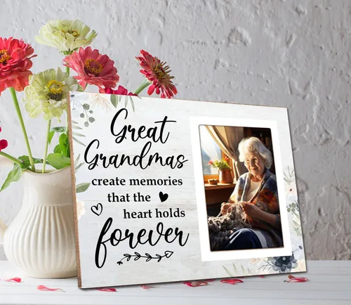 Miniatura 4 de Marco de fotos para la abuela – Crea recuerdos que el corazón guarda para siempre, marco de fotos de madera de 4 x 6 pulgadas, regalo de cumpleaños