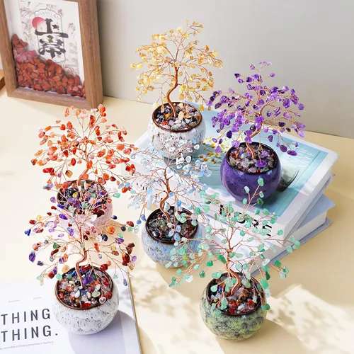 Miniatura 7 de Runyangshi Árbol de la vida de cristal de chakras, árbol de cristal curativo natural grande de 8 pulgadas, que trae dinero, buena suerte, energía