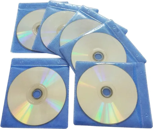 Miniatura 6 de Paquete de 100 fundas de alta calidad para CD y DVD, material grueso no tejido de doble cara para almacenamiento de CD y DVD, estuche de disco (azul)