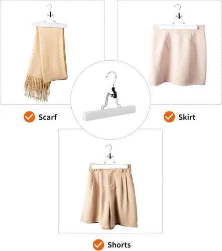 Miniatura 3 de Amazon Basics Perchas de madera para pantalones, color blanco, paquete de 10