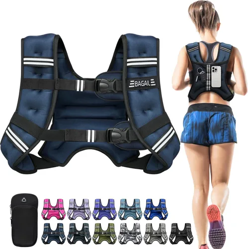 Miniatura 39 de BAGAIL Chaleco con peso de 5, 8, 10, 12, 15, 20, 25, 30 lbs, para caminar y perder peso, reflectante, con bolsa para teléfono, para mujeres y Negro