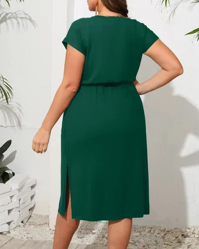 Miniatura 4 de Pinup Fashion Vestidos de verano de talla grande para mujer, vestido casual de trabajo con bolsillos